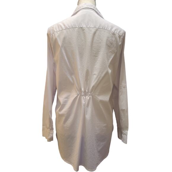 Zac & Rachel White Cotton Button Up Shirt Top Collar Gathered Back Large - Picture 2 of 11